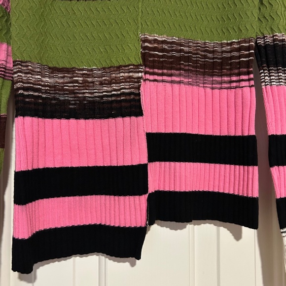 Opening Ceremony Multicolored Space Dyed Sweater Size S Asymmetrical ~ Stripes! - Picture 3 of 4